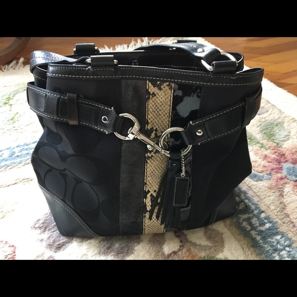 Coach Hampton Signature Python Stripe Bag - image 2